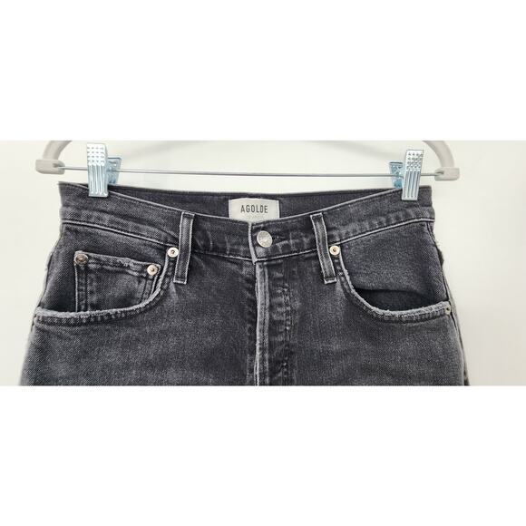 Agolde Freya High Rise Slim Button Fly‎ Jeans Size 27 Black Salt Wash - Picture 7 of 9